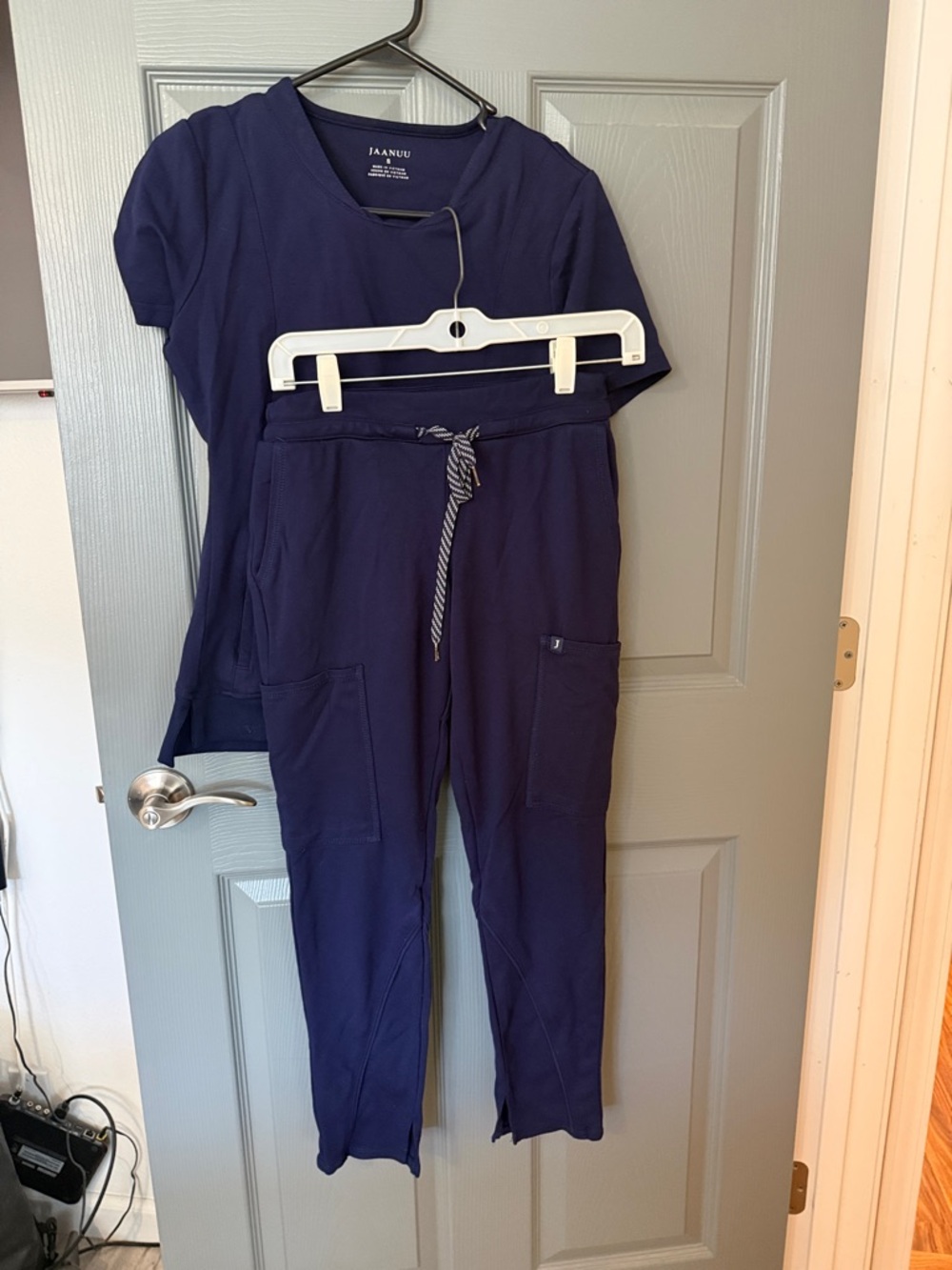 Jaanuu Navy Drawstring  Scrub Pants top navy blue small  XS petite